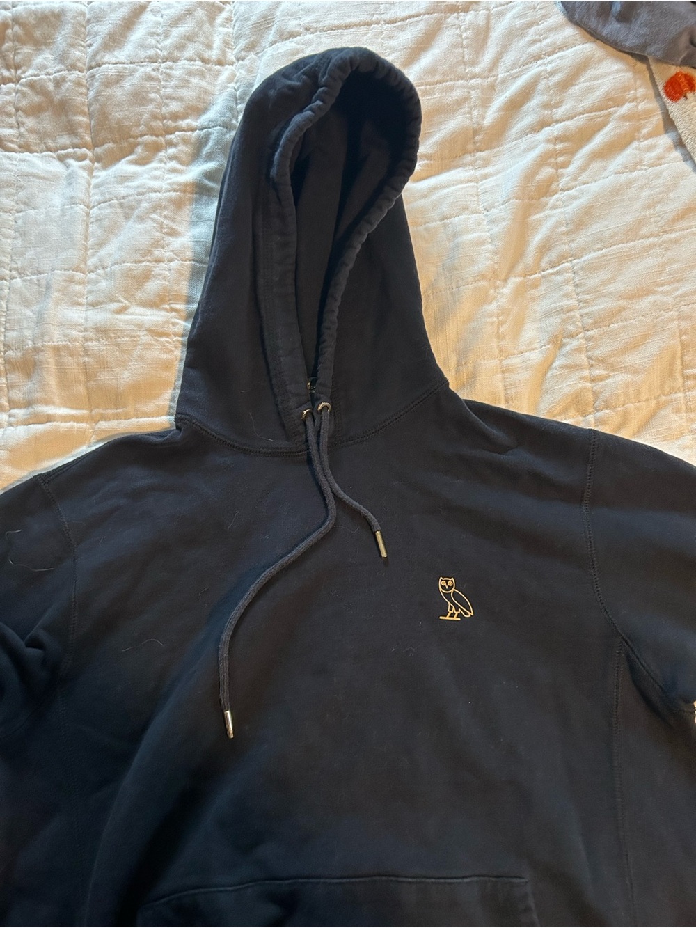 OVO Men’s Black Crewneck Hoodie with Gold Owl Emblem